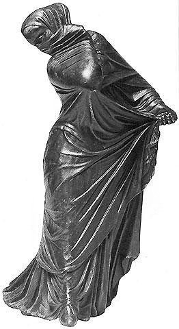 Roman Period Egyptian Veiled Woman, Bronze Sculpture