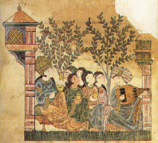 13th century Queen in a Garden with Female Attendents