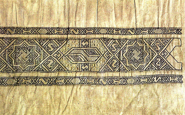 dark silk embroidery on linen